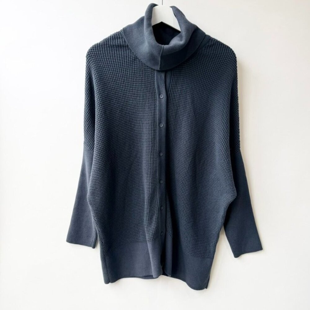 VETTA Oversized Convertible Cardigan Turtleneck Blue/gray Women’s Size S Q7 - Picture 2 of 9